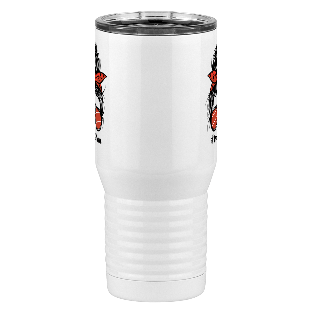 Personalized Messy Bun Tall Travel Tumbler (20 oz) - Track Mom - Front View