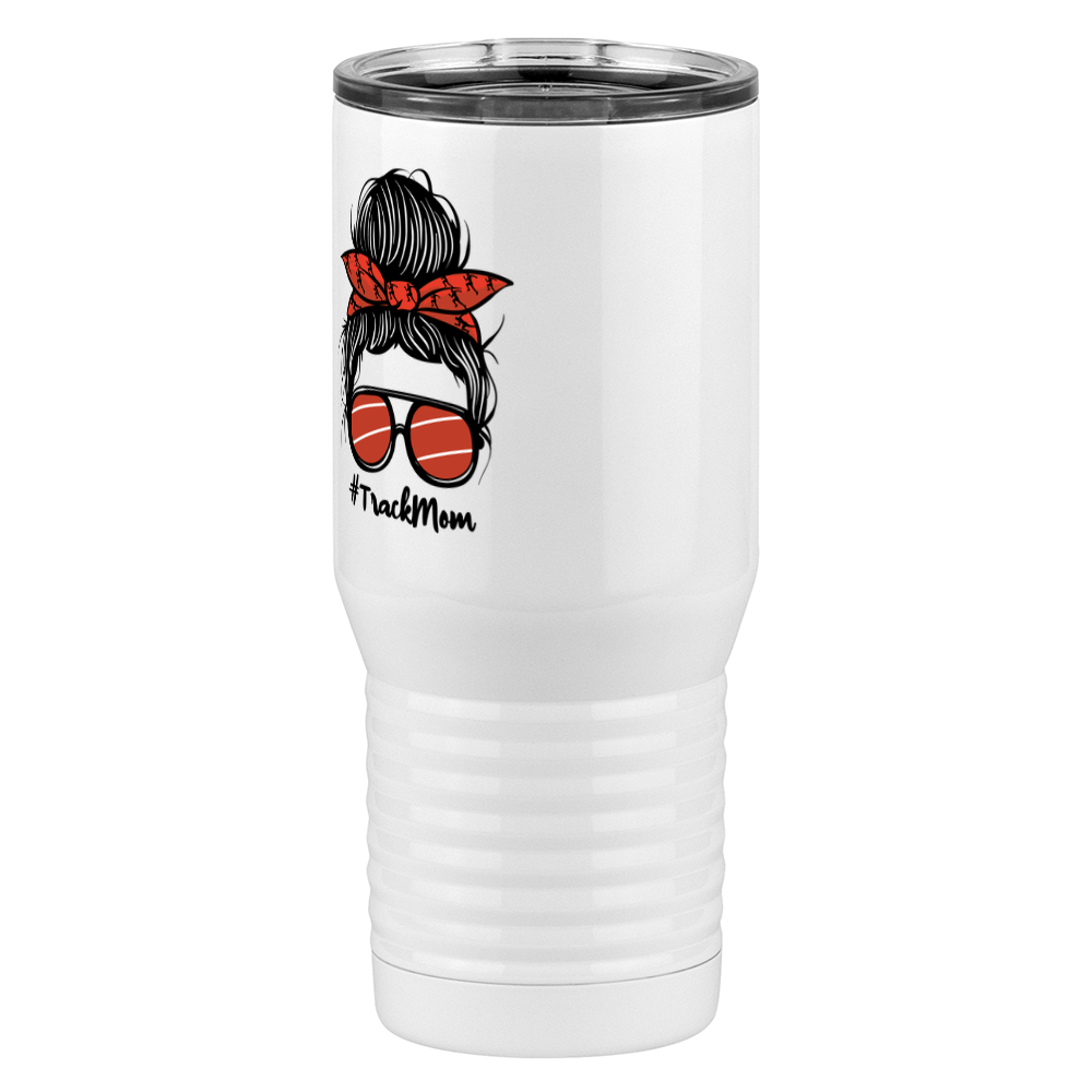 Personalized Messy Bun Tall Travel Tumbler (20 oz) - Track Mom - Front Left View