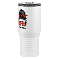 Thumbnail for Personalized Messy Bun Tall Travel Tumbler (20 oz) - Track Mom - Front Left View