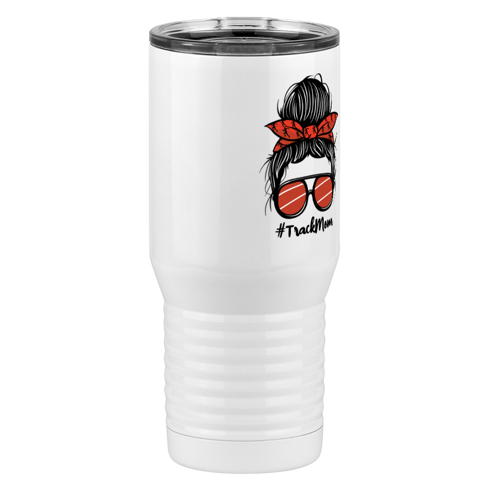 Personalized Messy Bun Tall Travel Tumbler (20 oz) - Track Mom - Front Right View