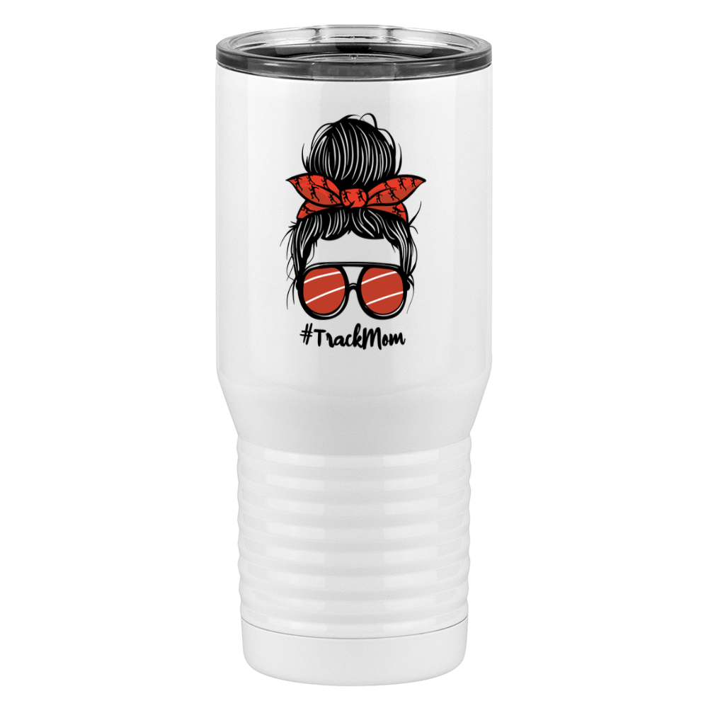 Personalized Messy Bun Tall Travel Tumbler (20 oz) - Track Mom - Left View