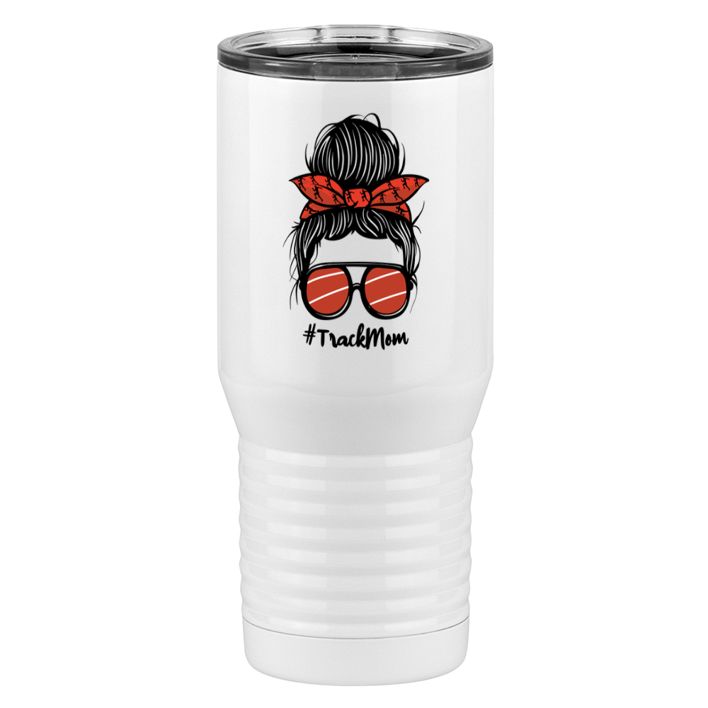 Personalized Messy Bun Tall Travel Tumbler (20 oz) - Track Mom - Right View