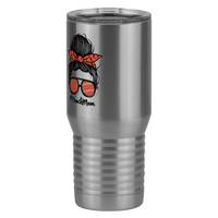 Thumbnail for Personalized Messy Bun Tall Travel Tumbler (20 oz) - Track Mom - Front Left View