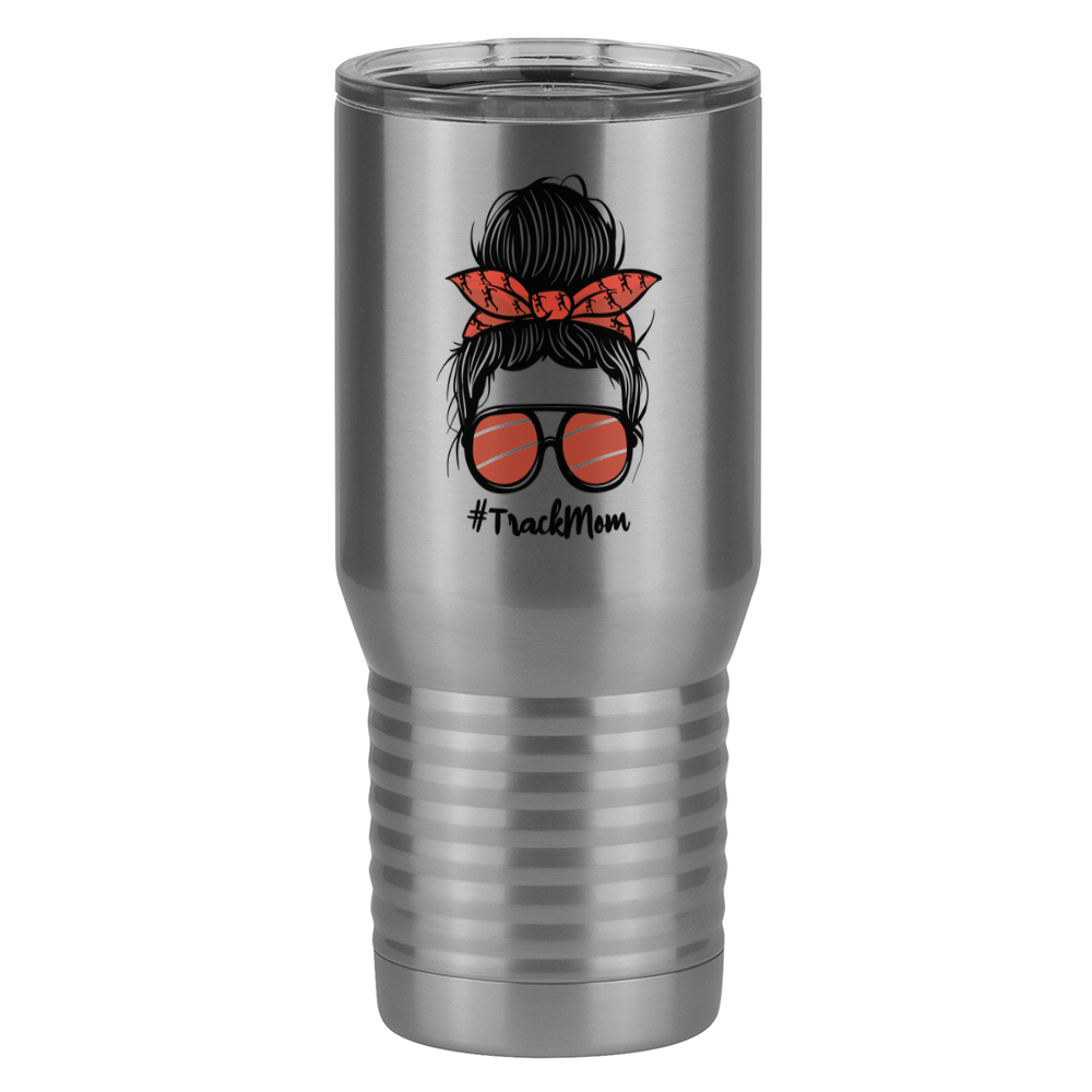 Personalized Messy Bun Tall Travel Tumbler (20 oz) - Track Mom - Right View