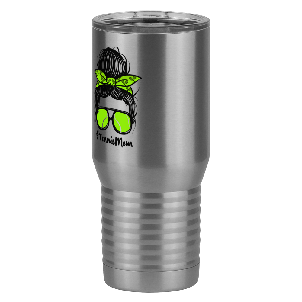 Personalized Messy Bun Tall Travel Tumbler (20 oz) - Tennis Mom - Front Left View