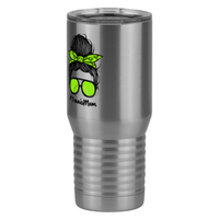 Thumbnail for Personalized Messy Bun Tall Travel Tumbler (20 oz) - Tennis Mom - Front Left View