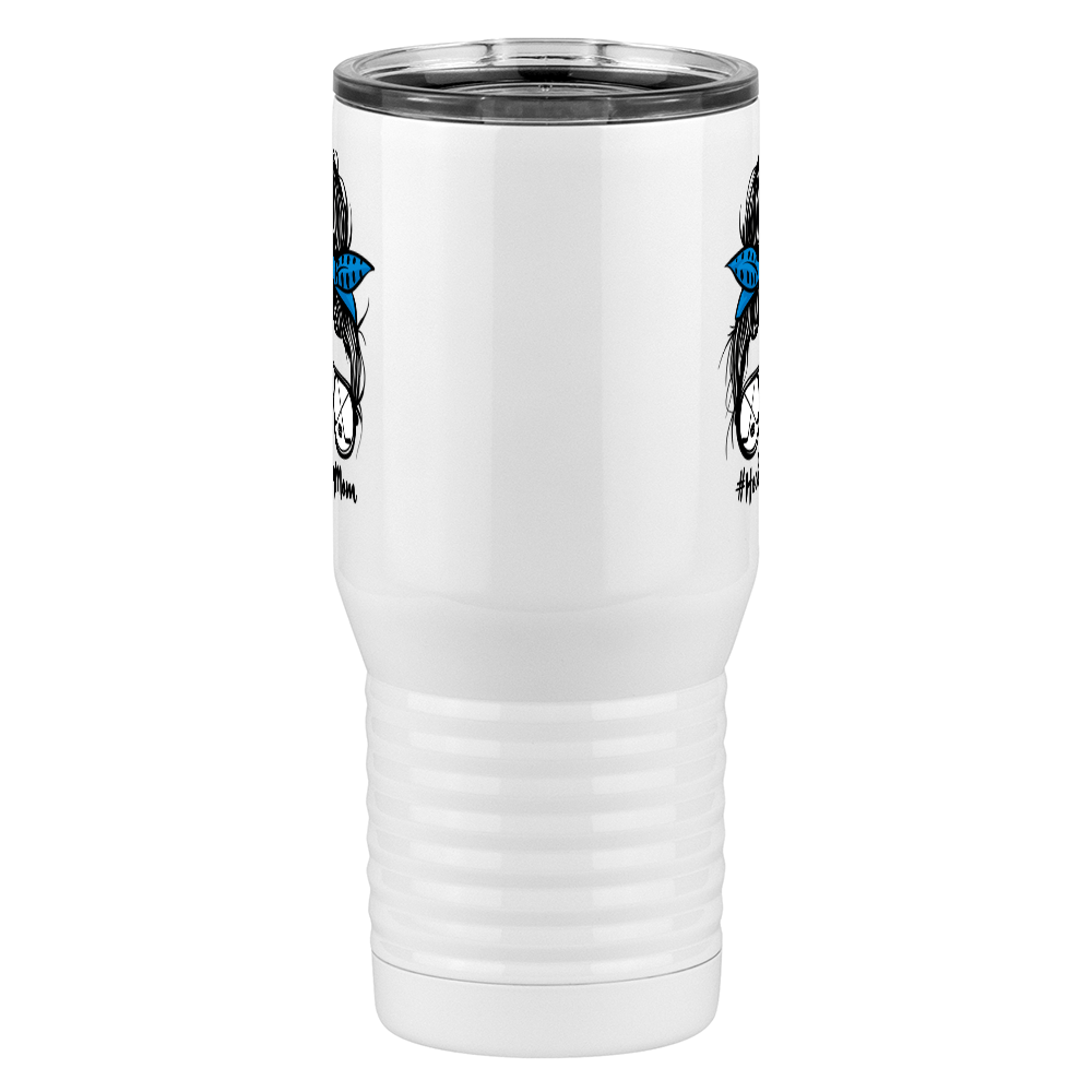 Personalized Messy Bun Tall Travel Tumbler (20 oz) - Hockey Mom - Front View