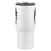 Thumbnail for Personalized Messy Bun Tall Travel Tumbler (20 oz) - Hockey Mom - Front View