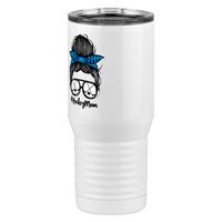 Thumbnail for Personalized Messy Bun Tall Travel Tumbler (20 oz) - Hockey Mom - Front Left View