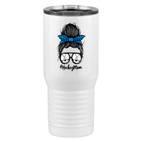 Thumbnail for Personalized Messy Bun Tall Travel Tumbler (20 oz) - Hockey Mom - Left View