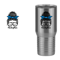 Thumbnail for Personalized Messy Bun Tall Travel Tumbler (20 oz) - Hockey Mom - Design View