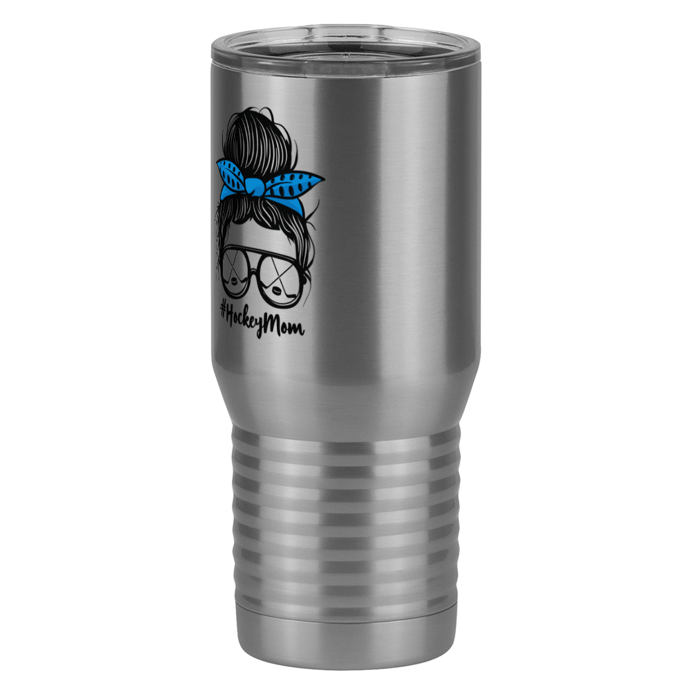 Personalized Messy Bun Tall Travel Tumbler (20 oz) - Hockey Mom - Front Left View