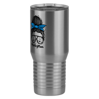 Thumbnail for Personalized Messy Bun Tall Travel Tumbler (20 oz) - Hockey Mom - Front Left View