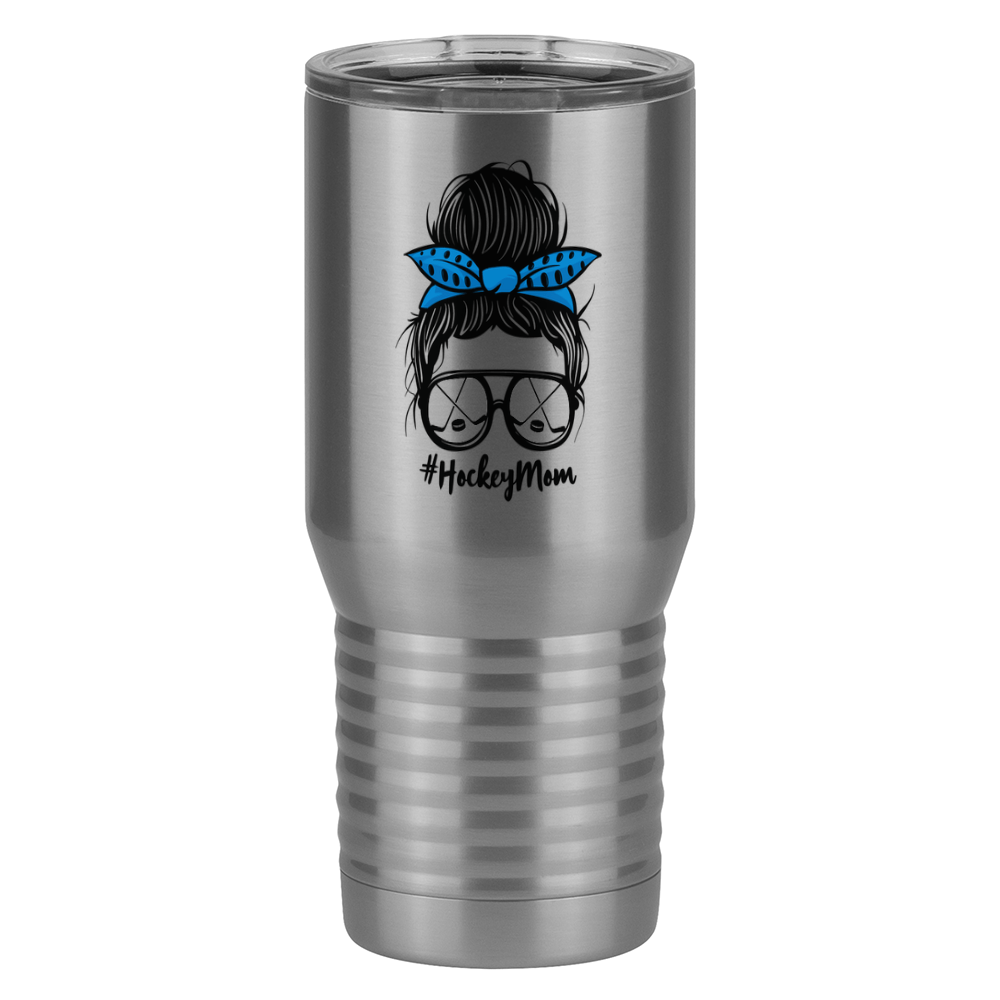Personalized Messy Bun Tall Travel Tumbler (20 oz) - Hockey Mom - Left View
