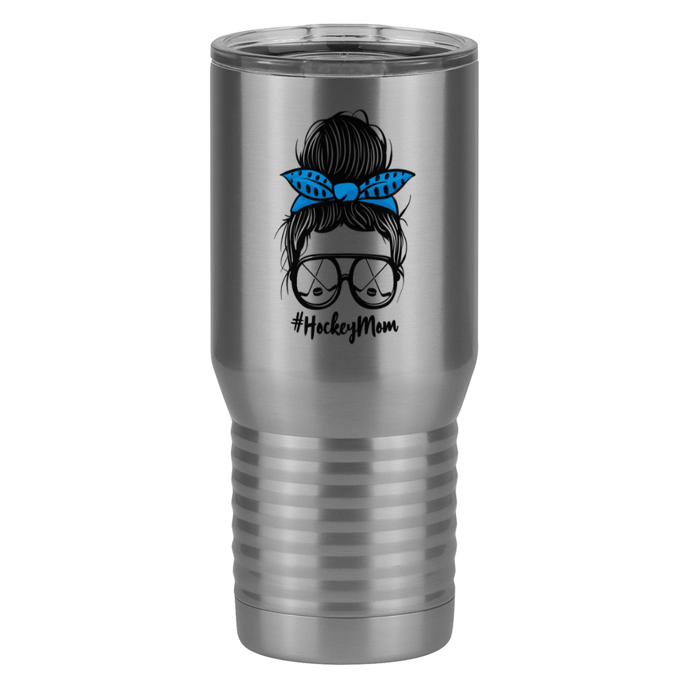 Personalized Messy Bun Tall Travel Tumbler (20 oz) - Hockey Mom - Right View