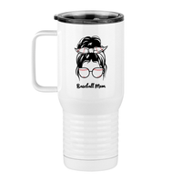 Thumbnail for Personalized Messy Bun Travel Coffee Mug Tumbler with Handle (20 oz) - Baseball Mom - Left View