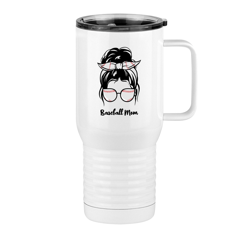 Personalized Messy Bun Travel Coffee Mug Tumbler with Handle (20 oz) - Baseball Mom - Right View
