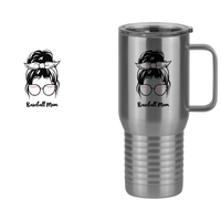 Thumbnail for Personalized Messy Bun Travel Coffee Mug Tumbler with Handle (20 oz) - Baseball Mom - Design View
