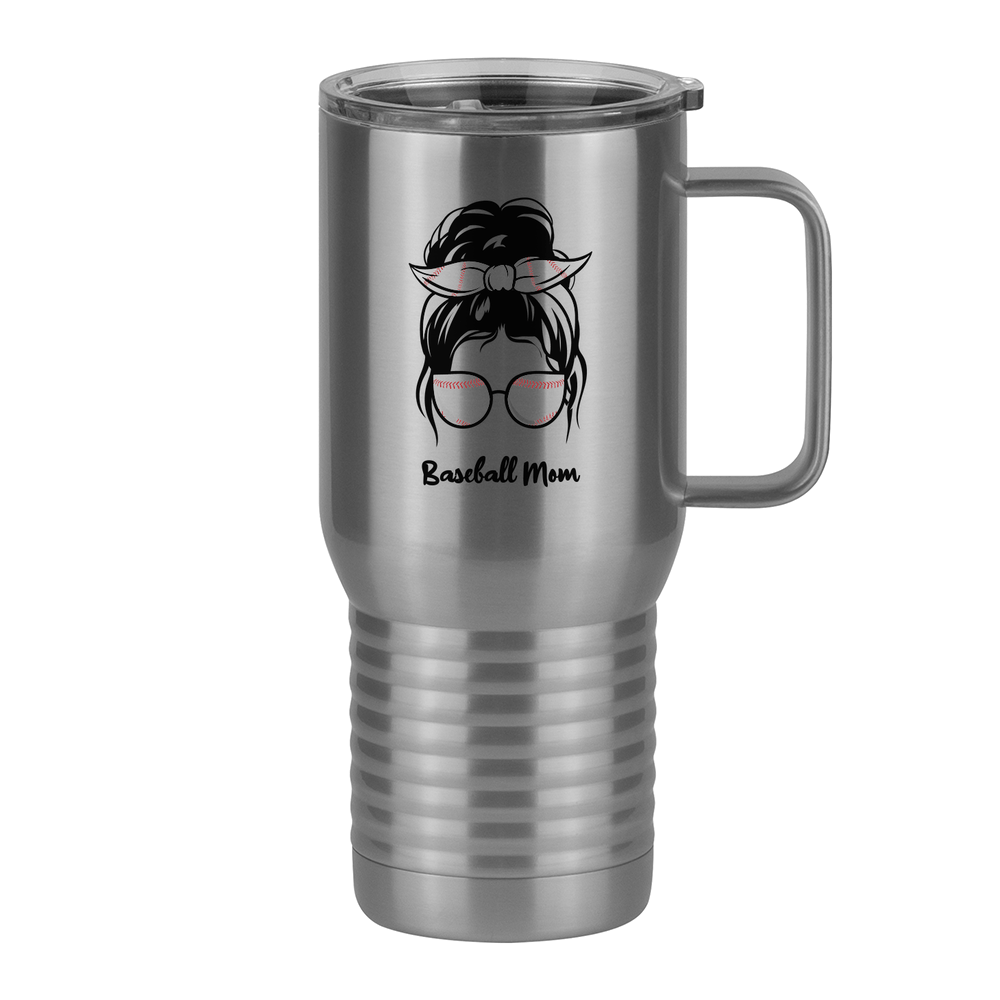 Personalized Messy Bun Travel Coffee Mug Tumbler with Handle (20 oz) - Baseball Mom - Right View