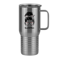 Thumbnail for Personalized Messy Bun Travel Coffee Mug Tumbler with Handle (20 oz) - Baseball Mom - Right View
