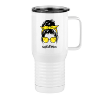 Thumbnail for Personalized Messy Bun Travel Coffee Mug Tumbler with Handle (20 oz) - Softball Mom - Right View