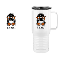 Thumbnail for Personalized Messy Bun Travel Coffee Mug Tumbler with Handle (20 oz) - Football Mom - Design View