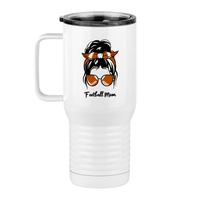 Thumbnail for Personalized Messy Bun Travel Coffee Mug Tumbler with Handle (20 oz) - Football Mom - Left View