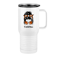 Thumbnail for Personalized Messy Bun Travel Coffee Mug Tumbler with Handle (20 oz) - Football Mom - Right View
