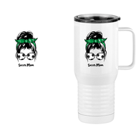 Thumbnail for Personalized Messy Bun Travel Coffee Mug Tumbler with Handle (20 oz) - Soccer Mom - Design View