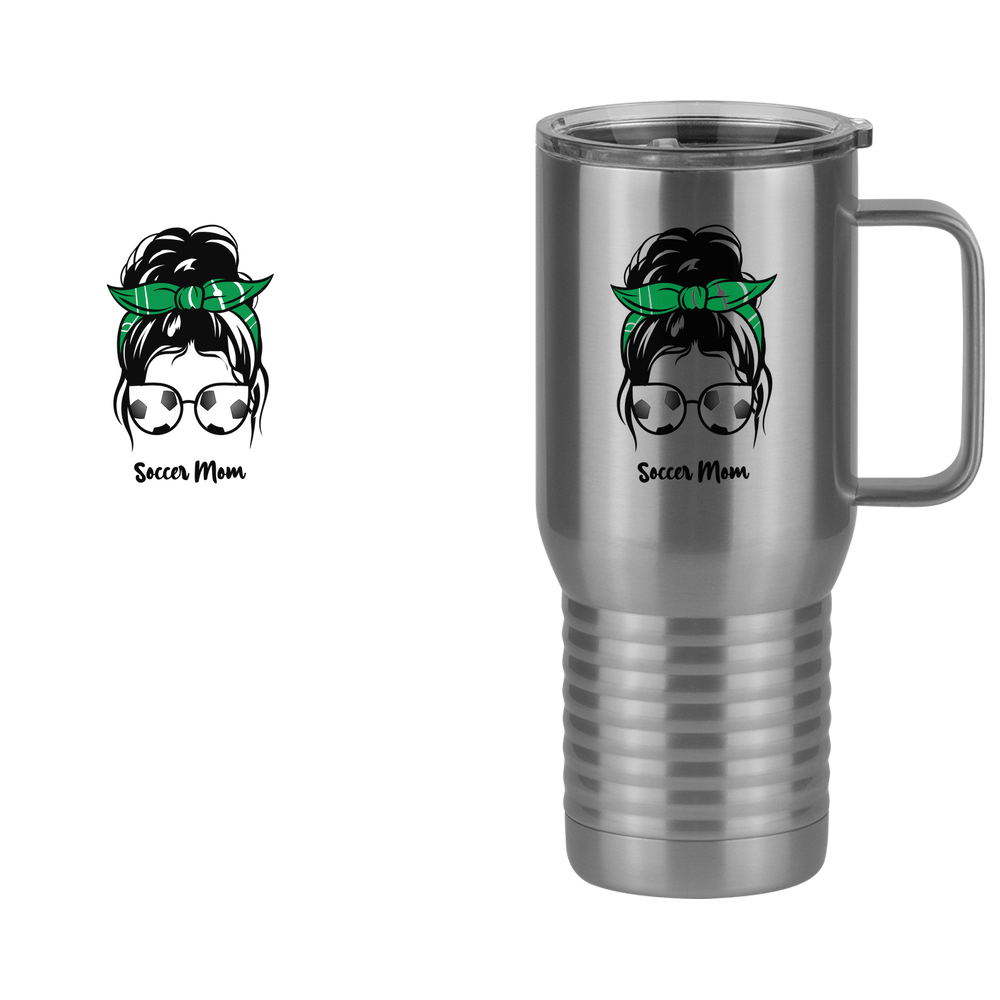 Personalized Messy Bun Travel Coffee Mug Tumbler with Handle (20 oz) - Soccer Mom - Design View
