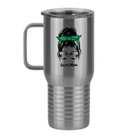 Thumbnail for Personalized Messy Bun Travel Coffee Mug Tumbler with Handle (20 oz) - Soccer Mom - Left View