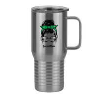 Thumbnail for Personalized Messy Bun Travel Coffee Mug Tumbler with Handle (20 oz) - Soccer Mom - Right View