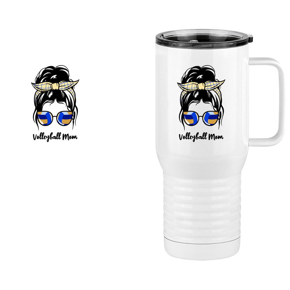 Personalized Messy Bun Travel Coffee Mug Tumbler with Handle (20 oz) - Volleyball Mom - Design View