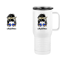 Thumbnail for Personalized Messy Bun Travel Coffee Mug Tumbler with Handle (20 oz) - Volleyball Mom - Design View