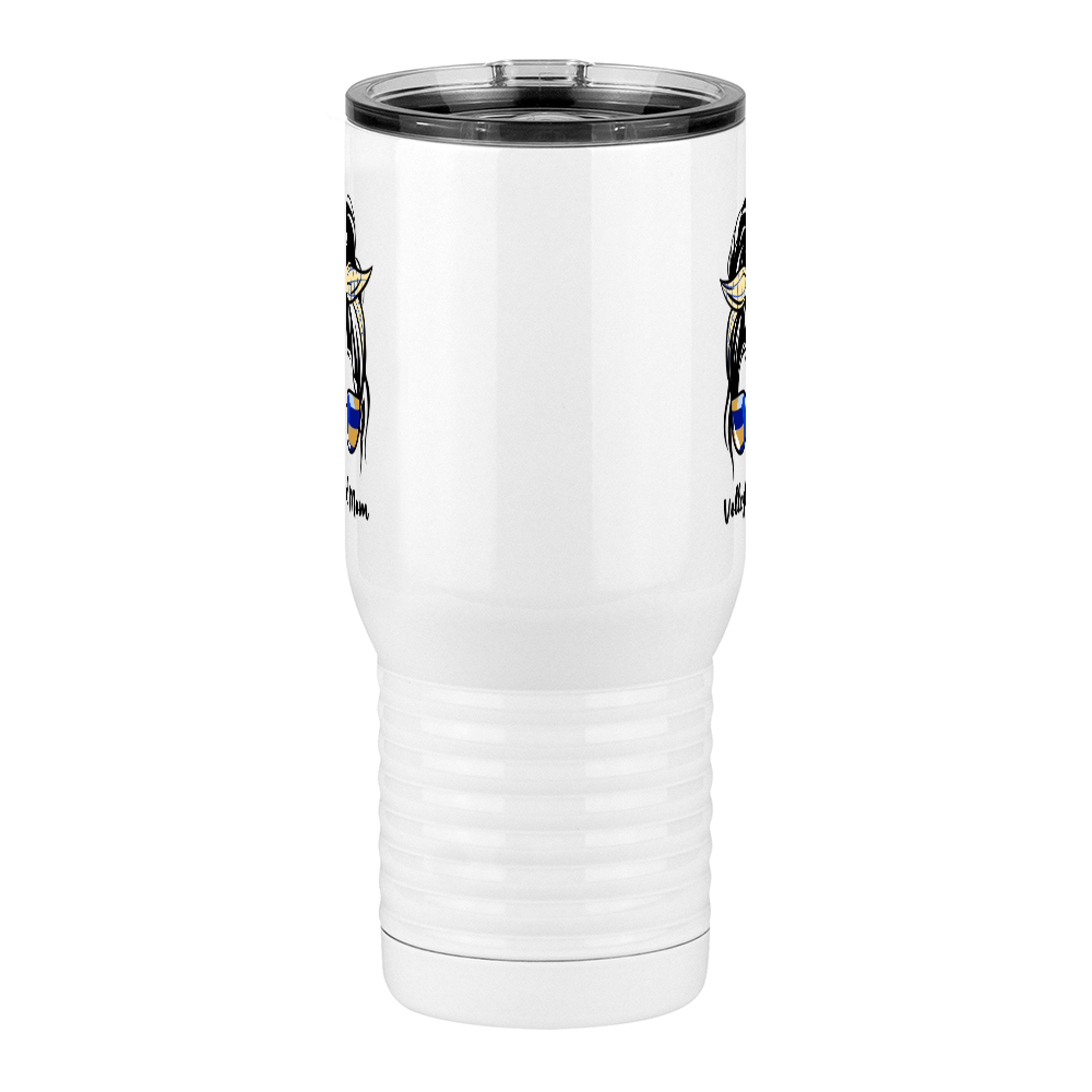 Personalized Messy Bun Travel Coffee Mug Tumbler with Handle (20 oz) - Volleyball Mom - Front View