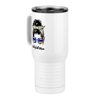 Thumbnail for Personalized Messy Bun Travel Coffee Mug Tumbler with Handle (20 oz) - Volleyball Mom - Front Left View
