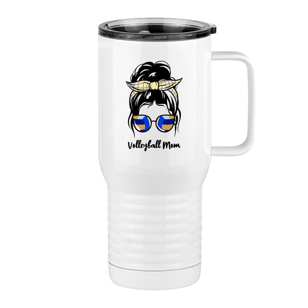 Personalized Messy Bun Travel Coffee Mug Tumbler with Handle (20 oz) - Volleyball Mom - Right View