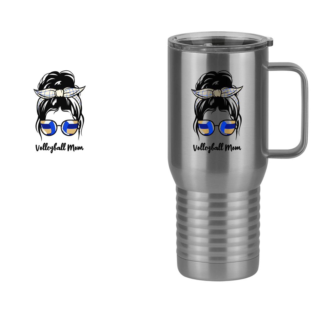 Personalized Messy Bun Travel Coffee Mug Tumbler with Handle (20 oz) - Volleyball Mom - Design View