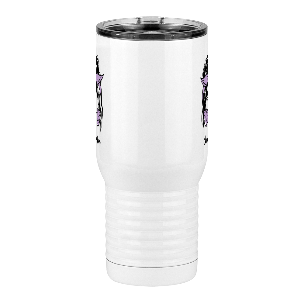 Personalized Messy Bun Travel Coffee Mug Tumbler with Handle (20 oz) - Chorus Mom - Front View