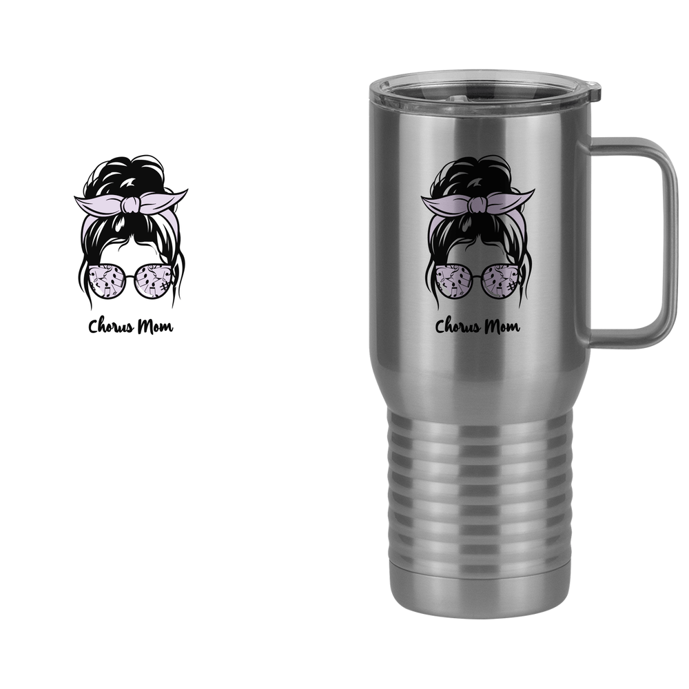 Personalized Messy Bun Travel Coffee Mug Tumbler with Handle (20 oz) - Chorus Mom - Design View