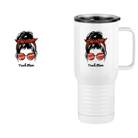 Thumbnail for Personalized Messy Bun Travel Coffee Mug Tumbler with Handle (20 oz) - Track Mom - Design View