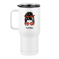 Thumbnail for Personalized Messy Bun Travel Coffee Mug Tumbler with Handle (20 oz) - Track Mom - Left View
