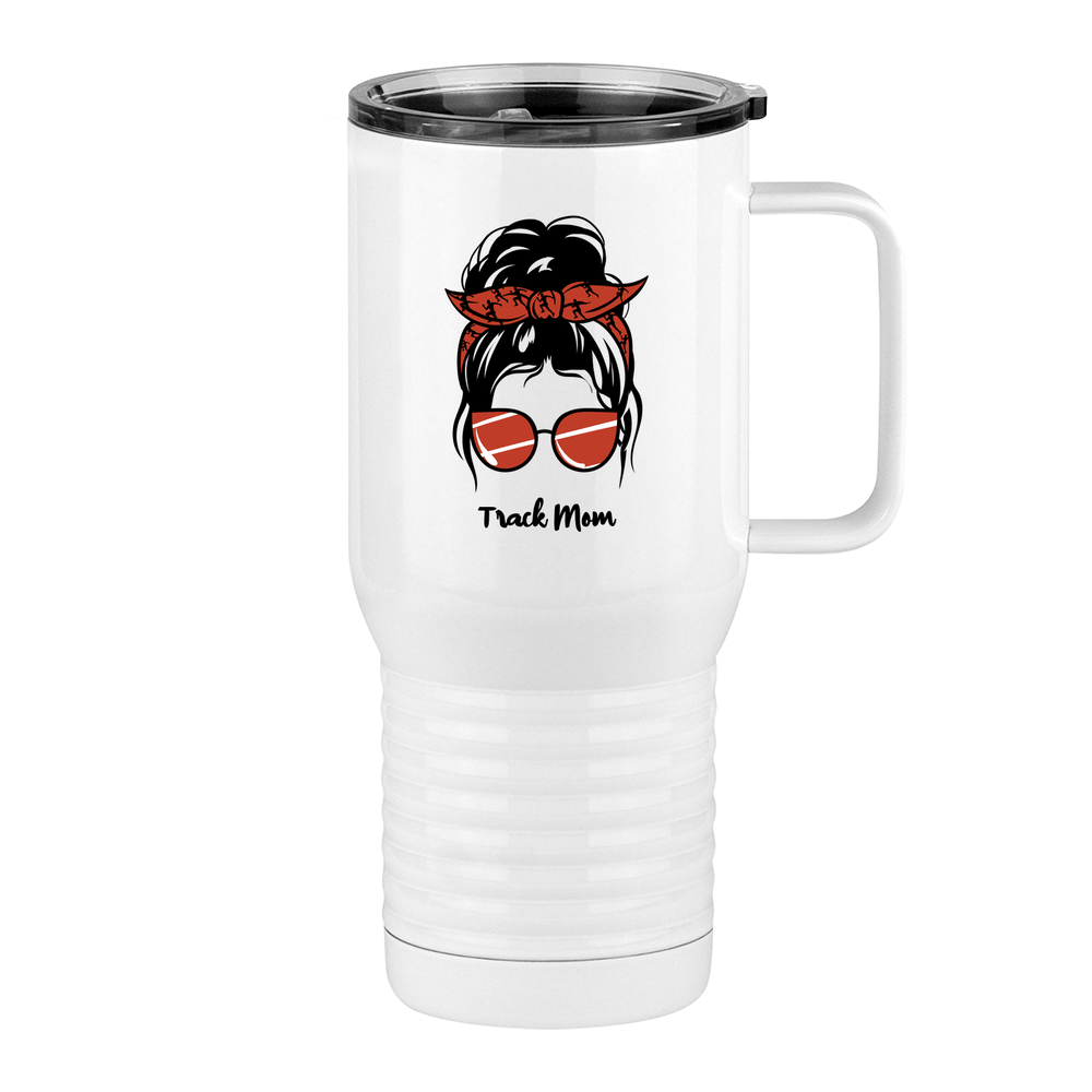 Personalized Messy Bun Travel Coffee Mug Tumbler with Handle (20 oz) - Track Mom - Right View