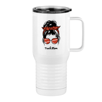 Thumbnail for Personalized Messy Bun Travel Coffee Mug Tumbler with Handle (20 oz) - Track Mom - Right View