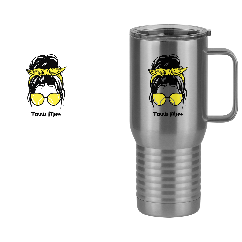 Personalized Messy Bun Travel Coffee Mug Tumbler with Handle (20 oz) - Tennis Mom - Design View
