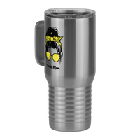 Thumbnail for Personalized Messy Bun Travel Coffee Mug Tumbler with Handle (20 oz) - Tennis Mom - Front Left View