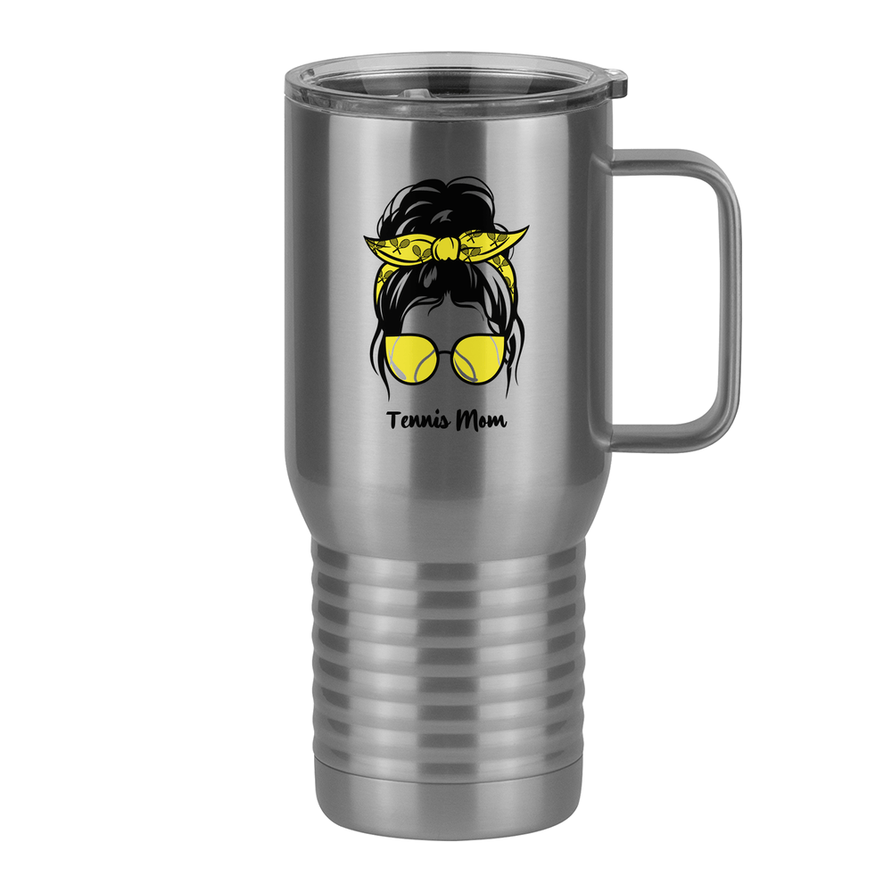 Personalized Messy Bun Travel Coffee Mug Tumbler with Handle (20 oz) - Tennis Mom - Right View