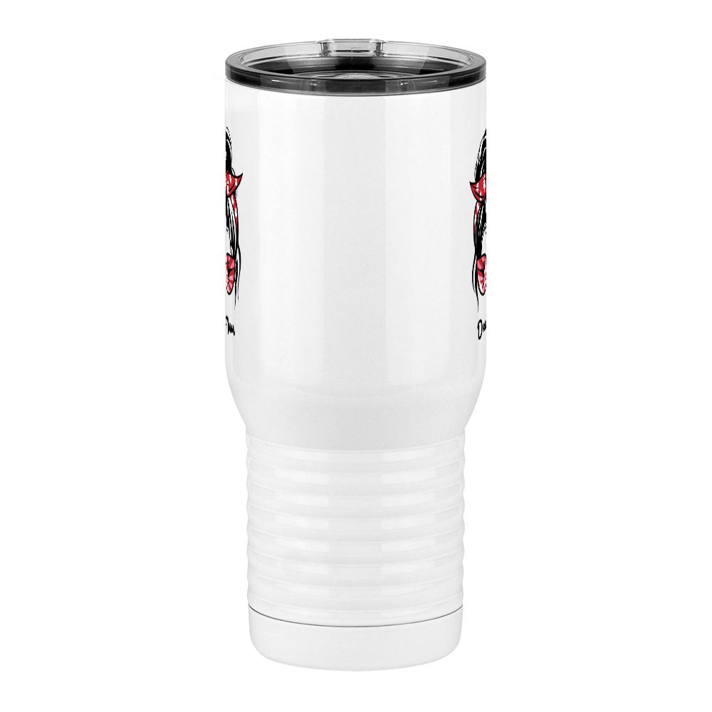 Personalized Messy Bun Travel Coffee Mug Tumbler with Handle (20 oz) - Dance Mom - Front View