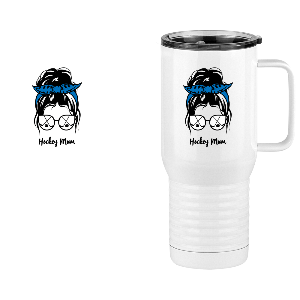 Personalized Messy Bun Travel Coffee Mug Tumbler with Handle (20 oz) - Hockey Mom - Design View