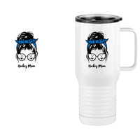 Thumbnail for Personalized Messy Bun Travel Coffee Mug Tumbler with Handle (20 oz) - Hockey Mom - Design View